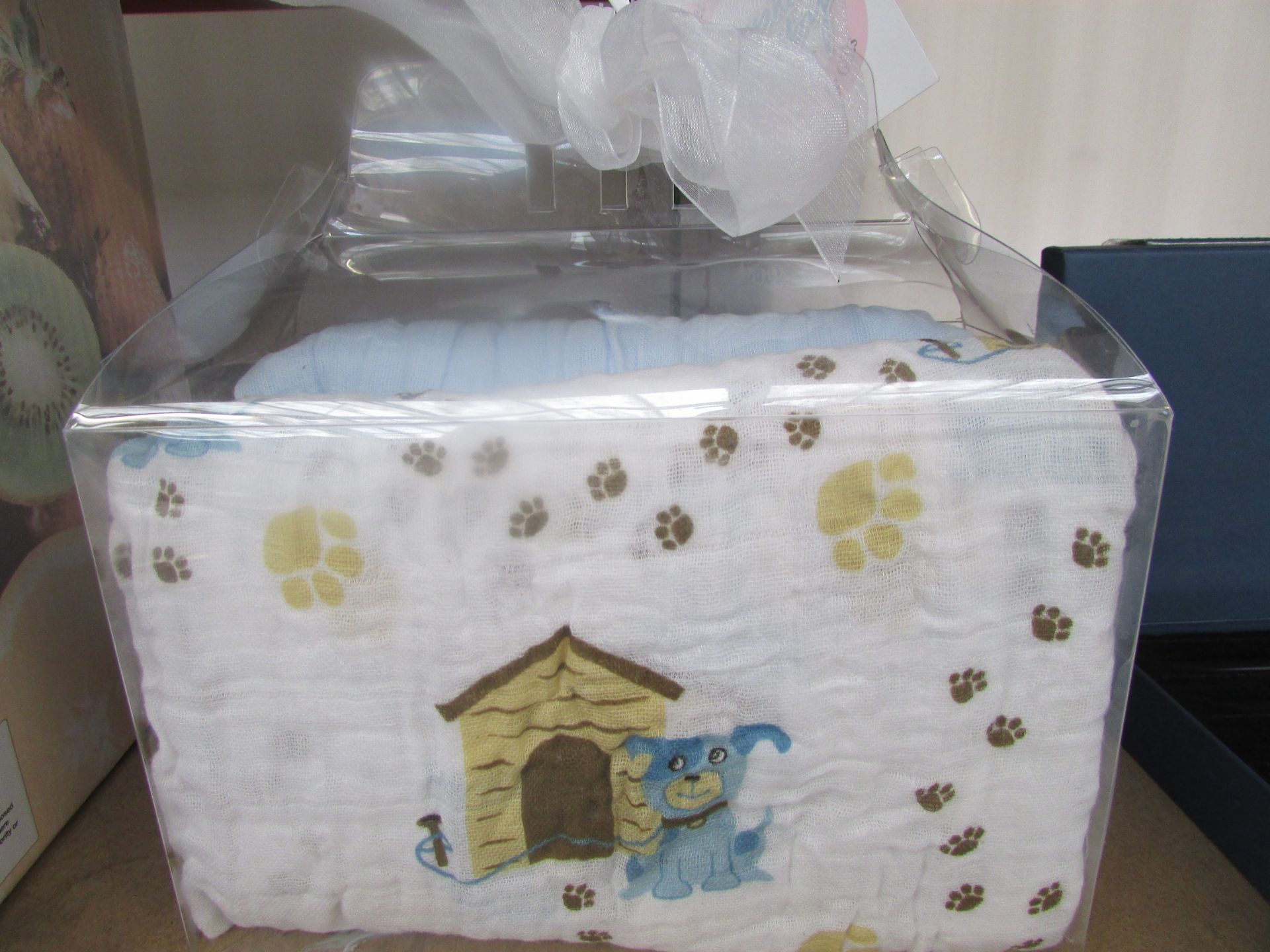 48"X48" BLUE BABIES DOG SWADDLING BLANKET SET