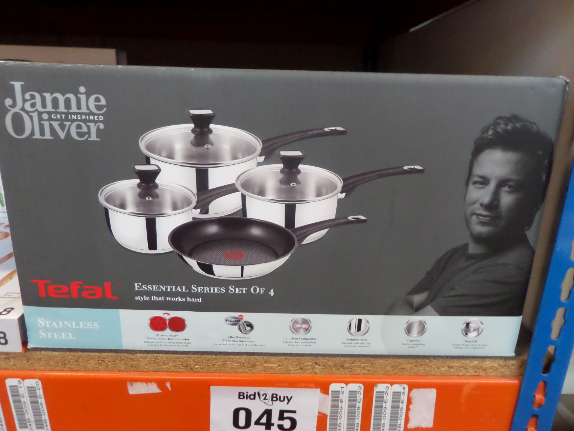 JAMIE OLIVER TEFAL STAINLESS STEEL SET OF 4 COOKWARE SET