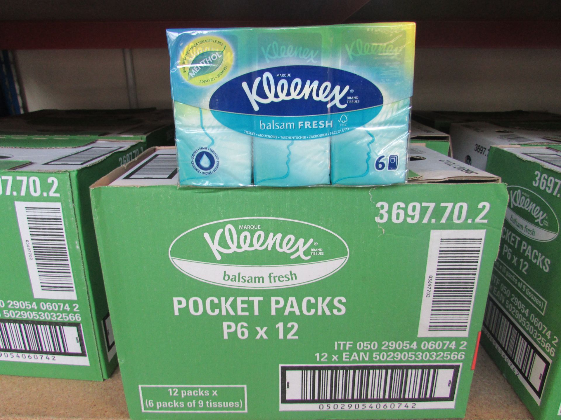 12 X Kleenex Basalm Menthol Hankies (12 Packs, 6 Per Pack) (1 Case) (Brand New)
