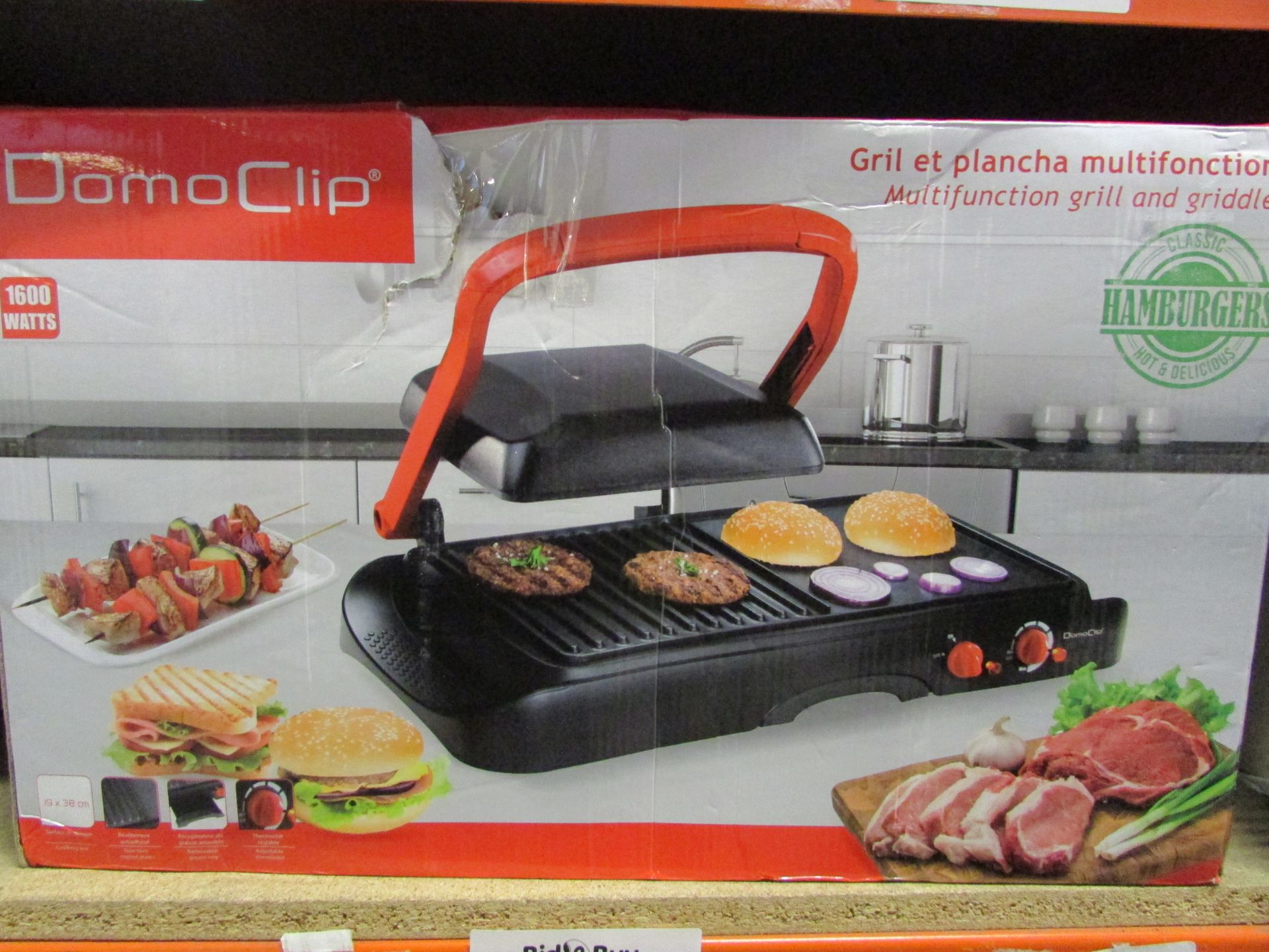 DOMOCLIP 1600W MULTIFUNCTION GRILL & GRIDDLE