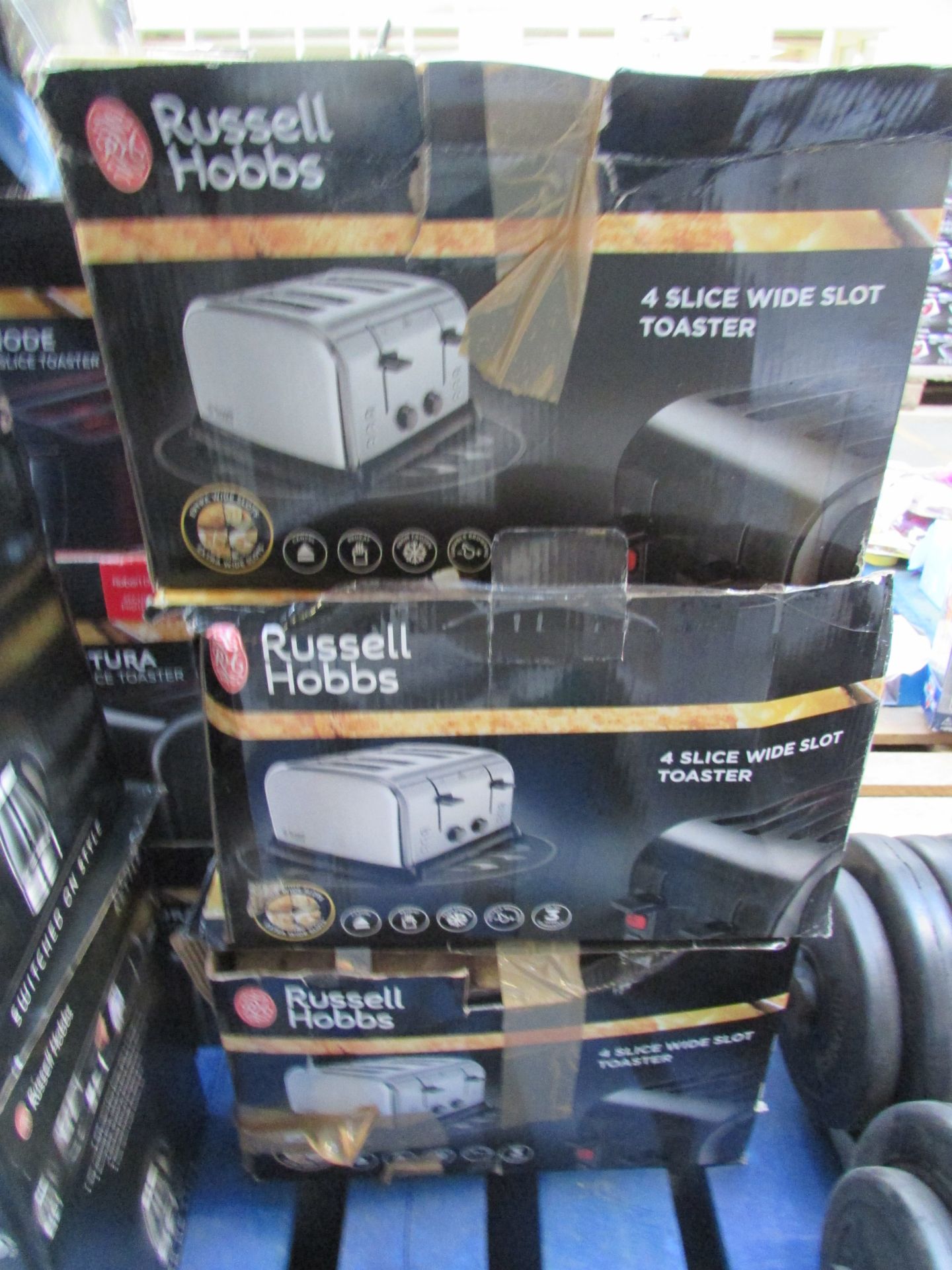 3X RUSSELL HOBBS 4 SLICE WIDE SLOT TOASTER