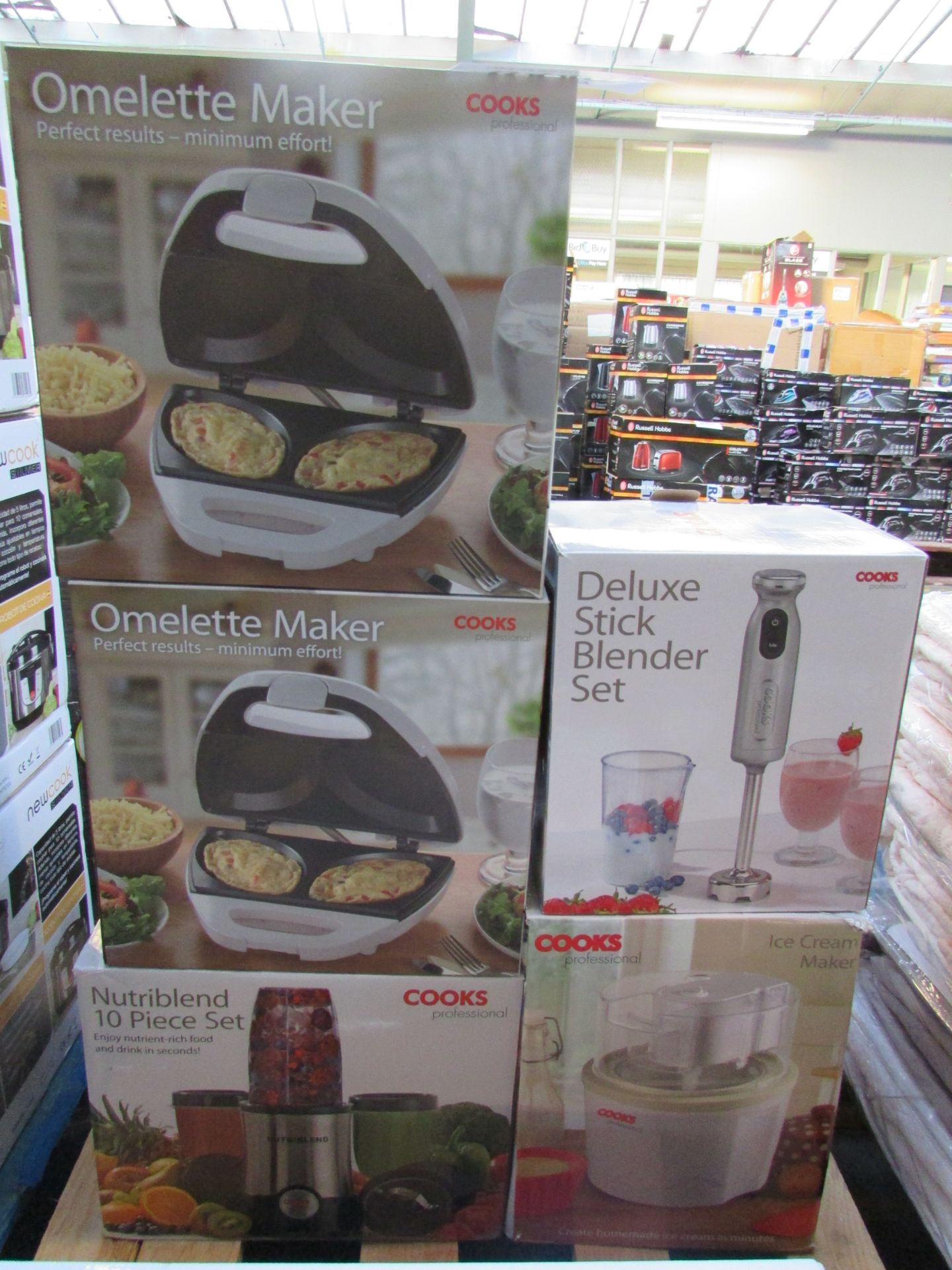 5X COOKS PROFESSIONAL INCLUDING OMELETTE MAKER,ICE CREAM MAKER,DELUXE STICK BLENDER,10 PIECE