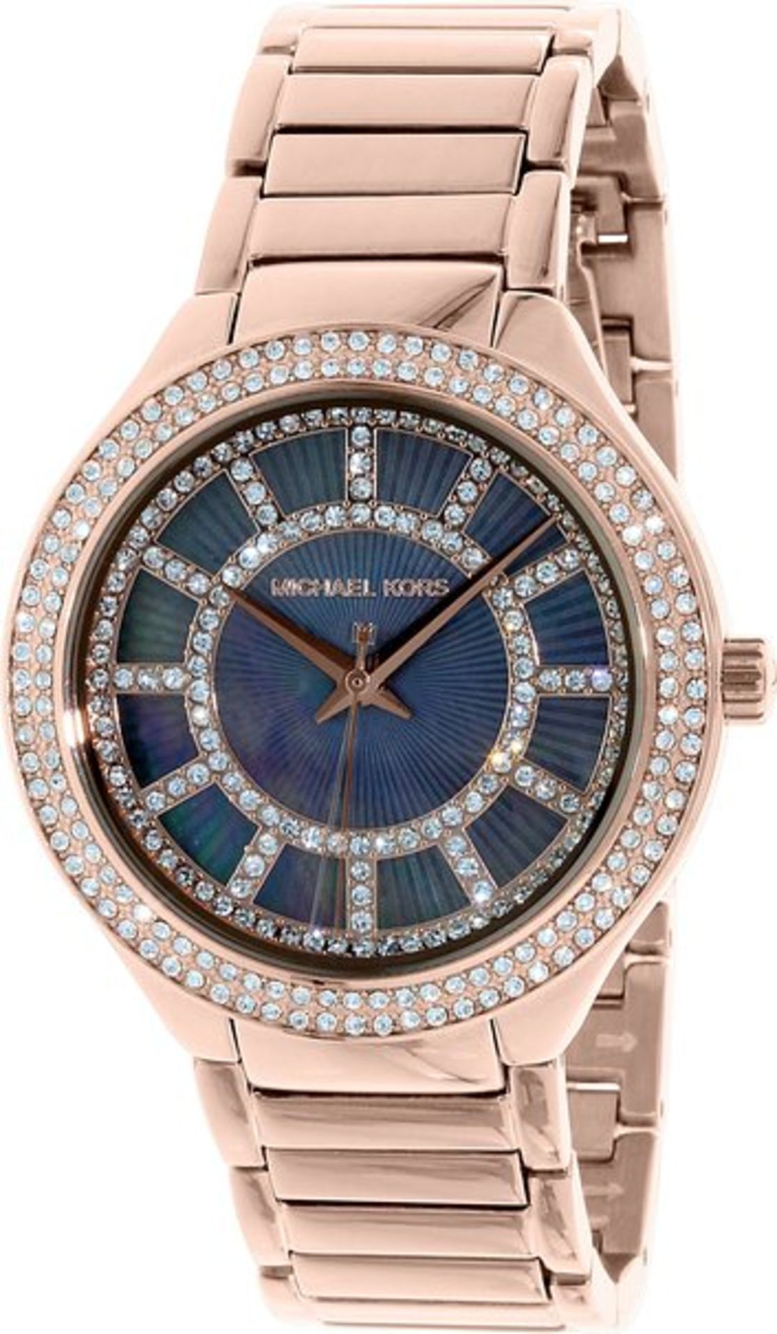 Michael Kors Kerry Womens Watch 37mm Rose Steel Bracelet & Case Quartz Black/MOP Dial Analog Watch