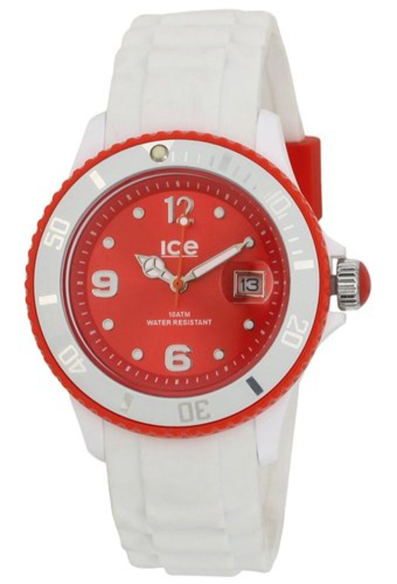 Ice-Watch Unisex Quartz Watch with Red Dial Analogue Display and White Silicone Strap SI.WD.U.S.