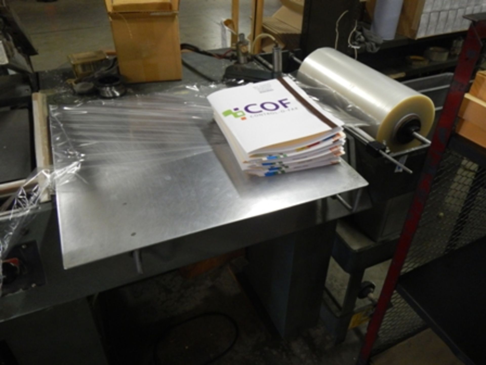 Weldotron 5302A shrink wrap table w/ 7221 heat tunnel & roller conveyor - Image 5 of 5