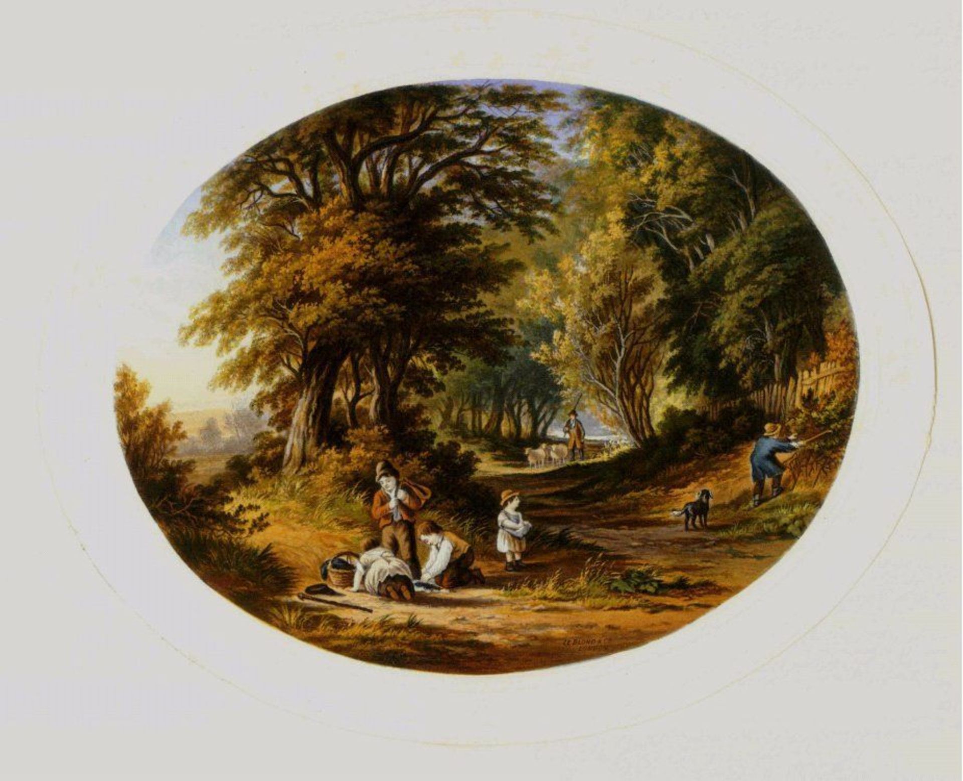 Reserve: 30 EUR        Baxter, George (Lewes/Sussex 1804-1867 London). "Waldlandschaft mit