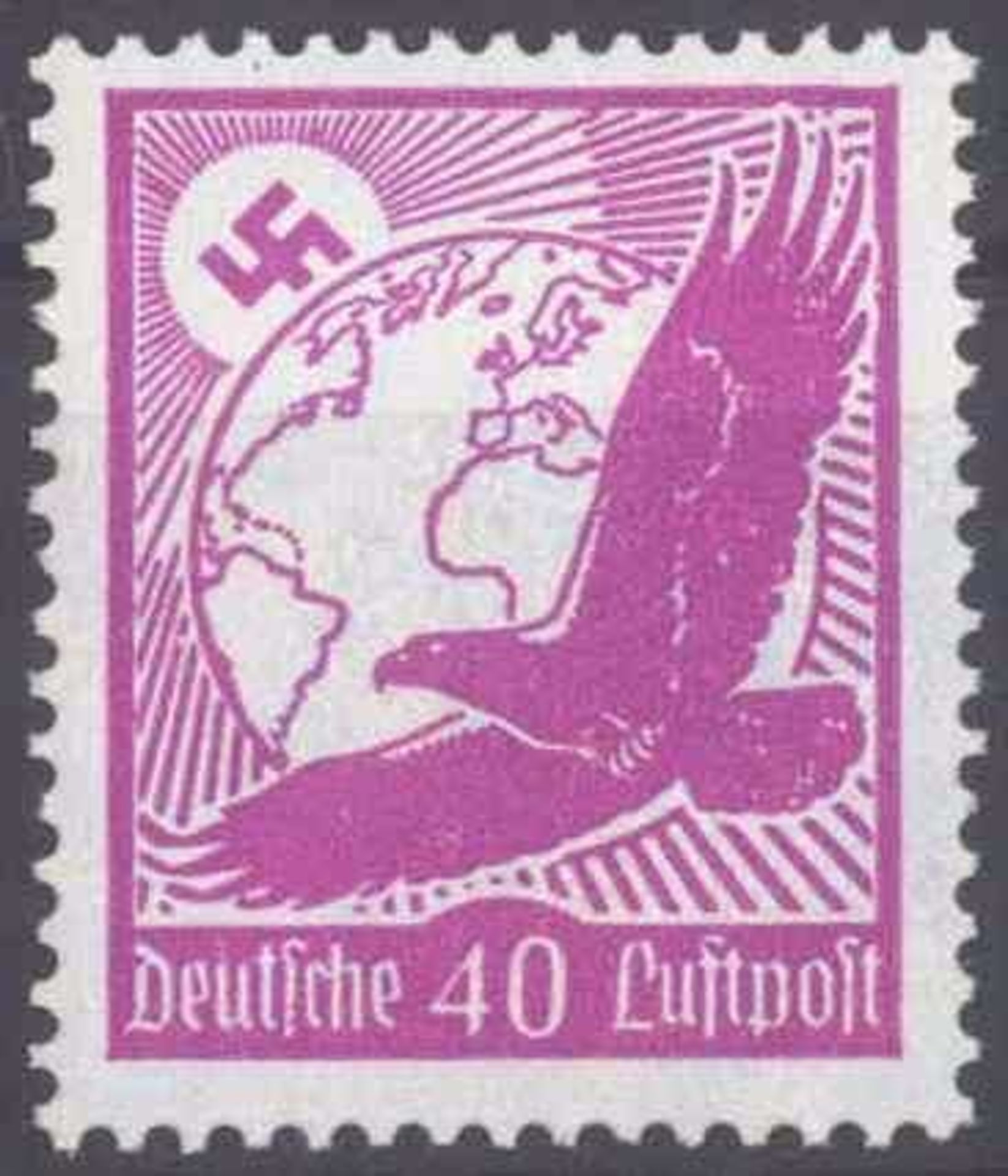 Reserve: 8 EUR        1934 Deutsches Reich, 40 Pfennig Flugpost Michelnummer 534 x, senkrechte