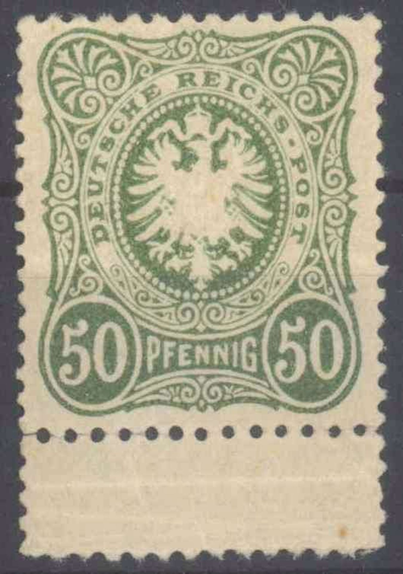 Reserve: 15 EUR        1880 Deutsches Reich, 50 Pfennig, lebhaftgrünoliv Michelnummer 44 IIca,