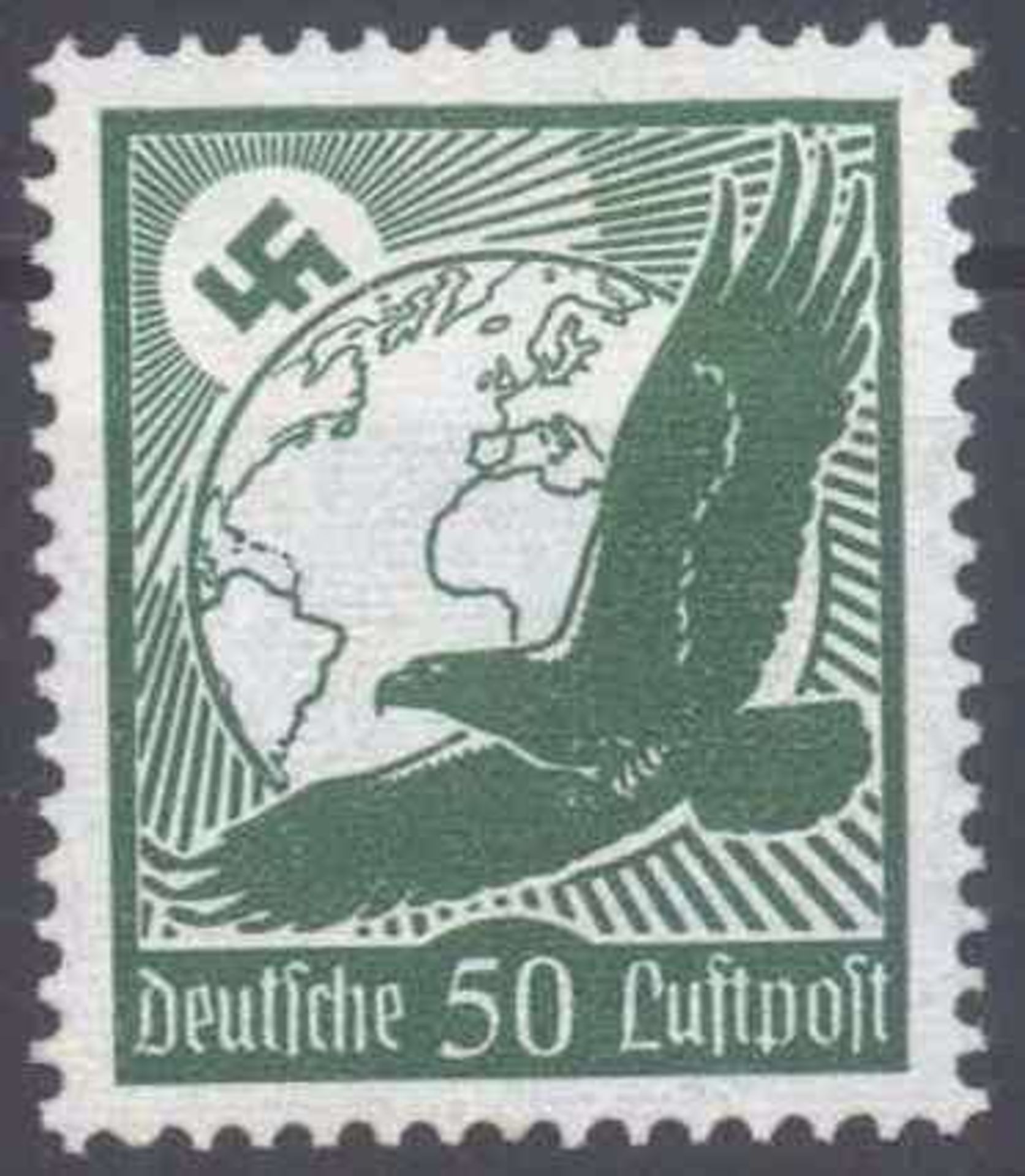 Reserve: 13 EUR        1934 Deutsches Reich, 50 Pfennig Flugpost Michelnummer 535 y, waagerechte