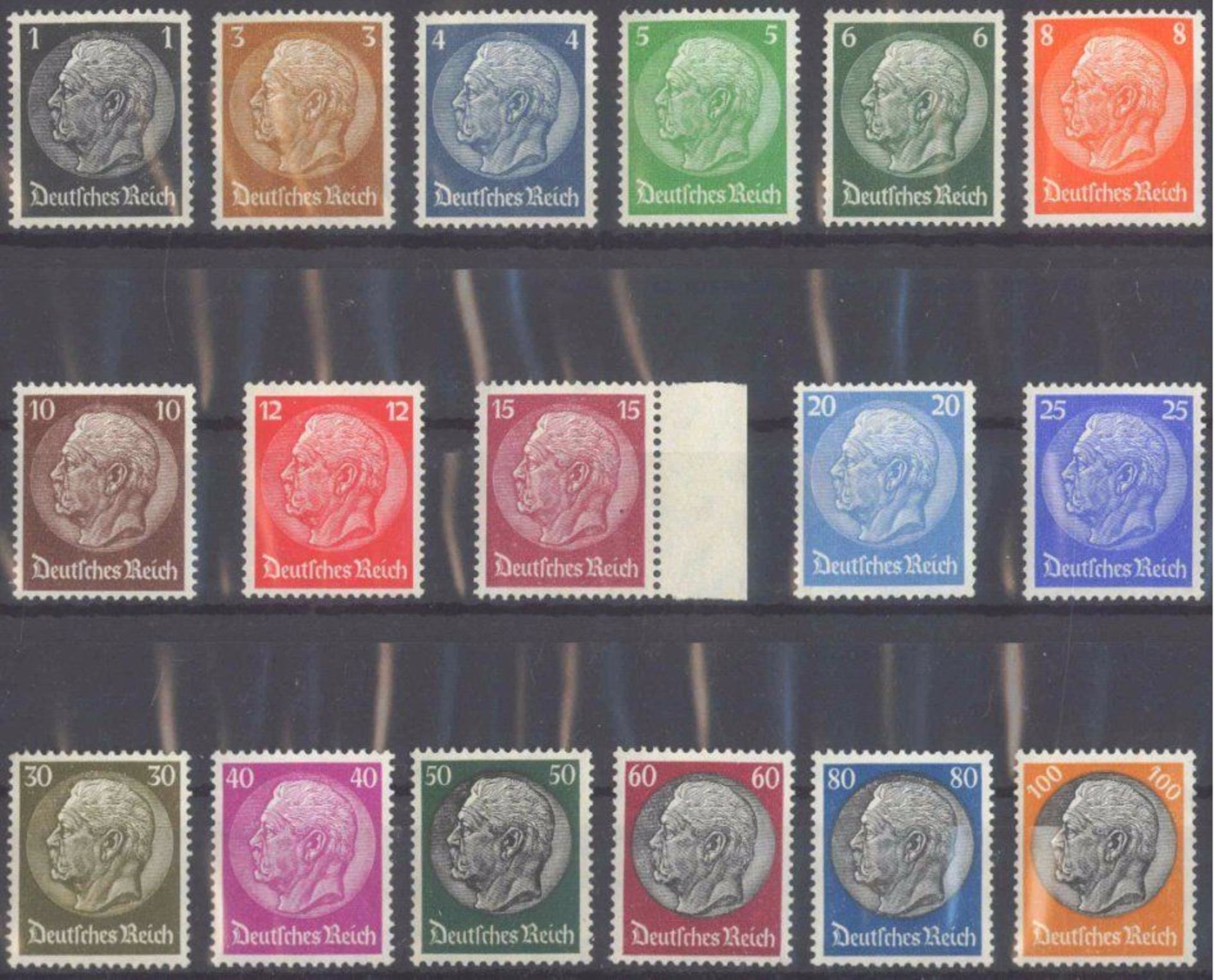 Reserve: 8 EUR        1933 Deutsches Reich, Hindenburg, Wasserzeichen Hakenkreuze Michelnummern