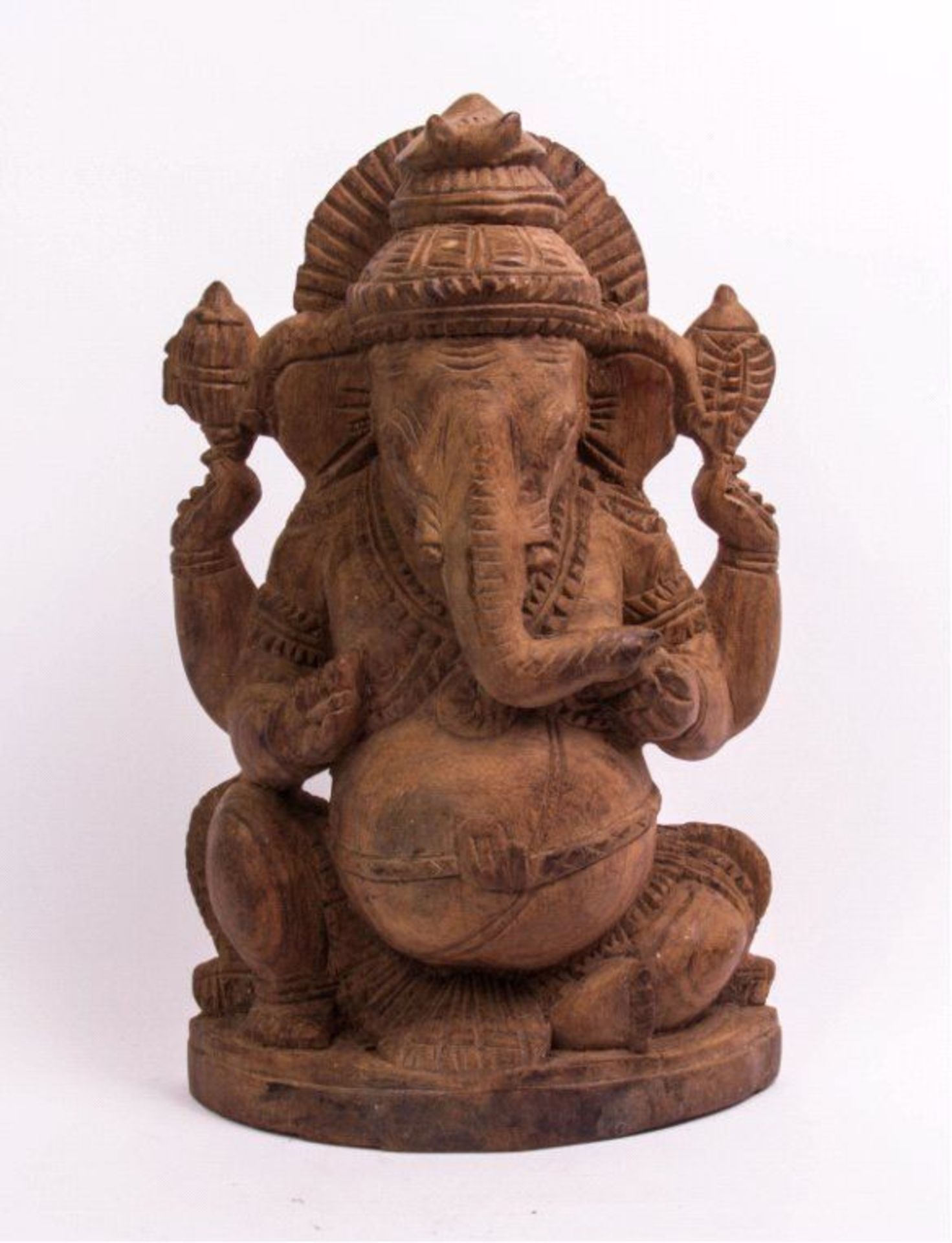 Reserve: 50 EUR        Ganesha aus Holz um 1900 4-armiger Ganesha, handgeschnitzt, sehr schön