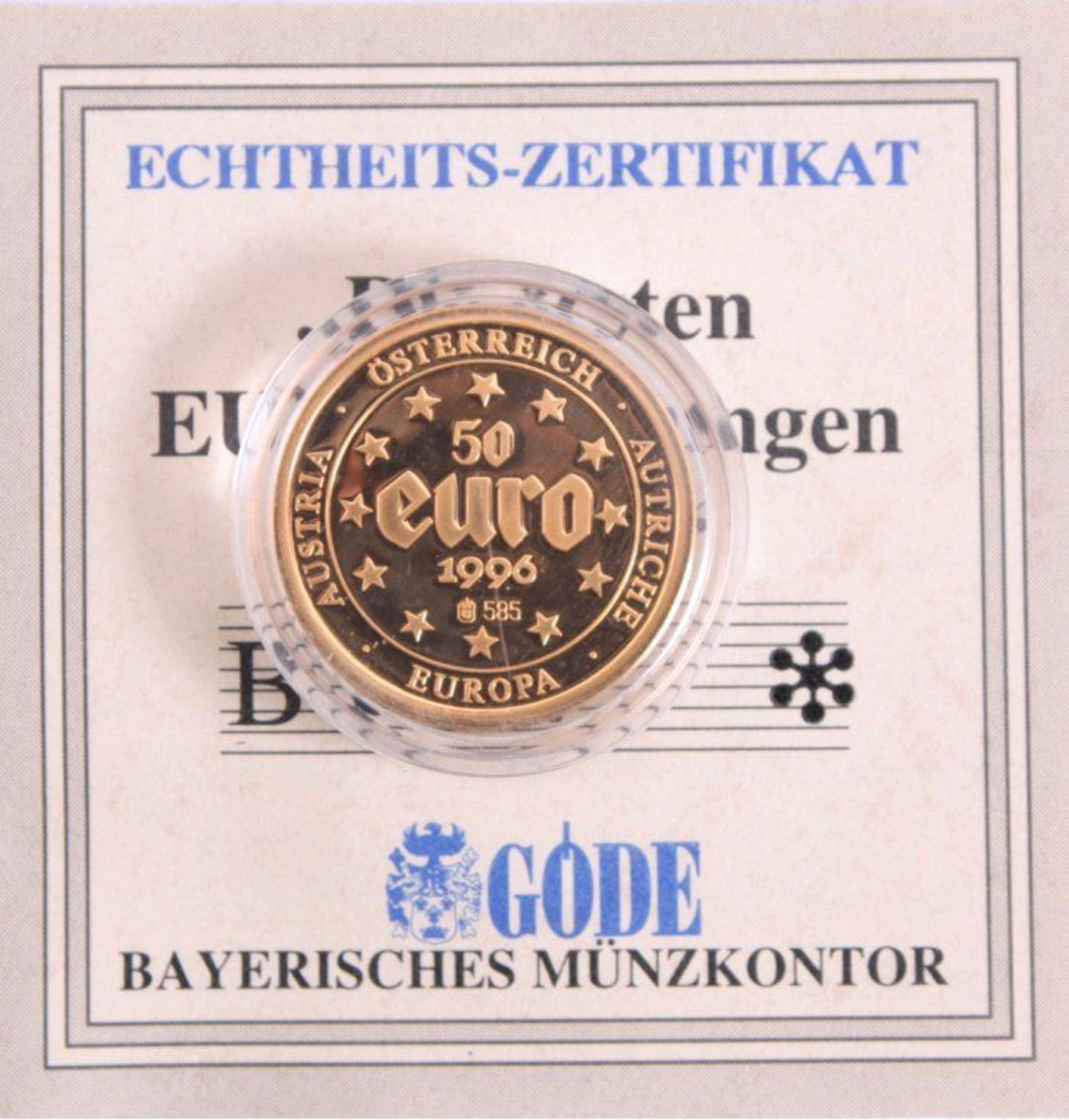 Reserve: 50 EUR        50 Euro Goldmünze, 585/000 GG Karlskirche in Wien/50 Euro 1996, 1/10 oz in