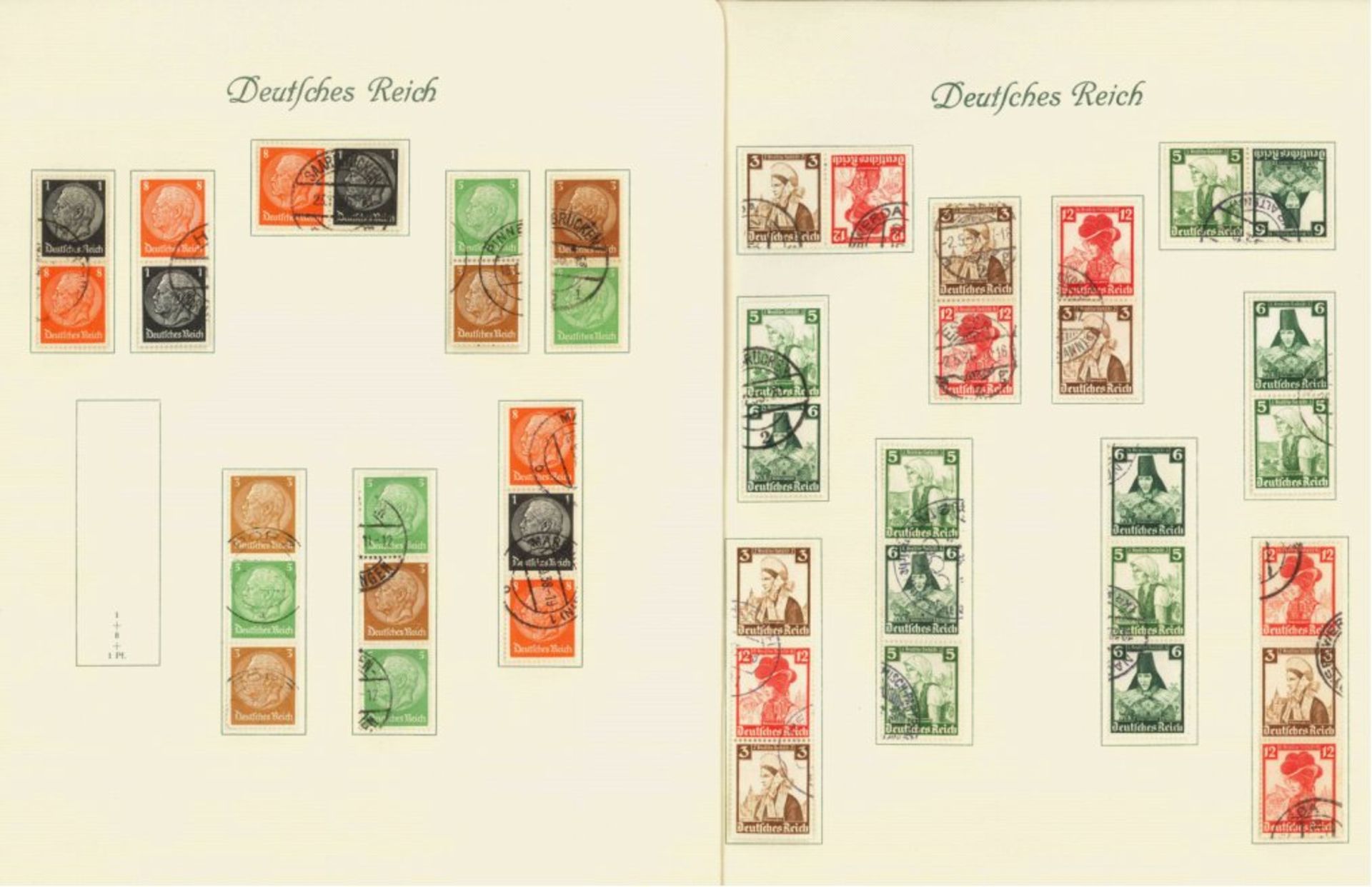 III.Reich 1935-1936; ZUSAMMENDRUCKE, Katalogwert 420,-Eurogestempelte Sammlung mit 38