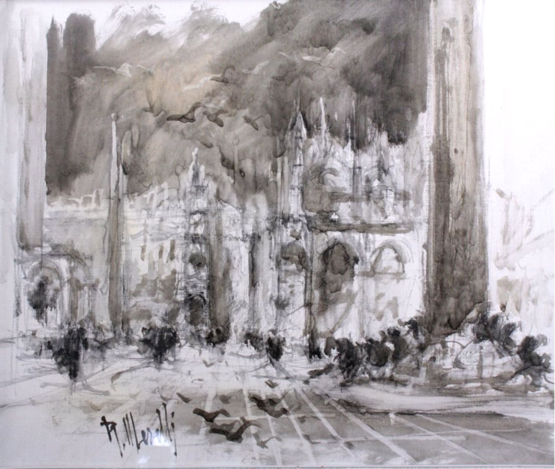 Roberto Merelli (1936)Öl/Lwd, "Piazza San Marco", unten links signiert, auf derRückseite signiert,