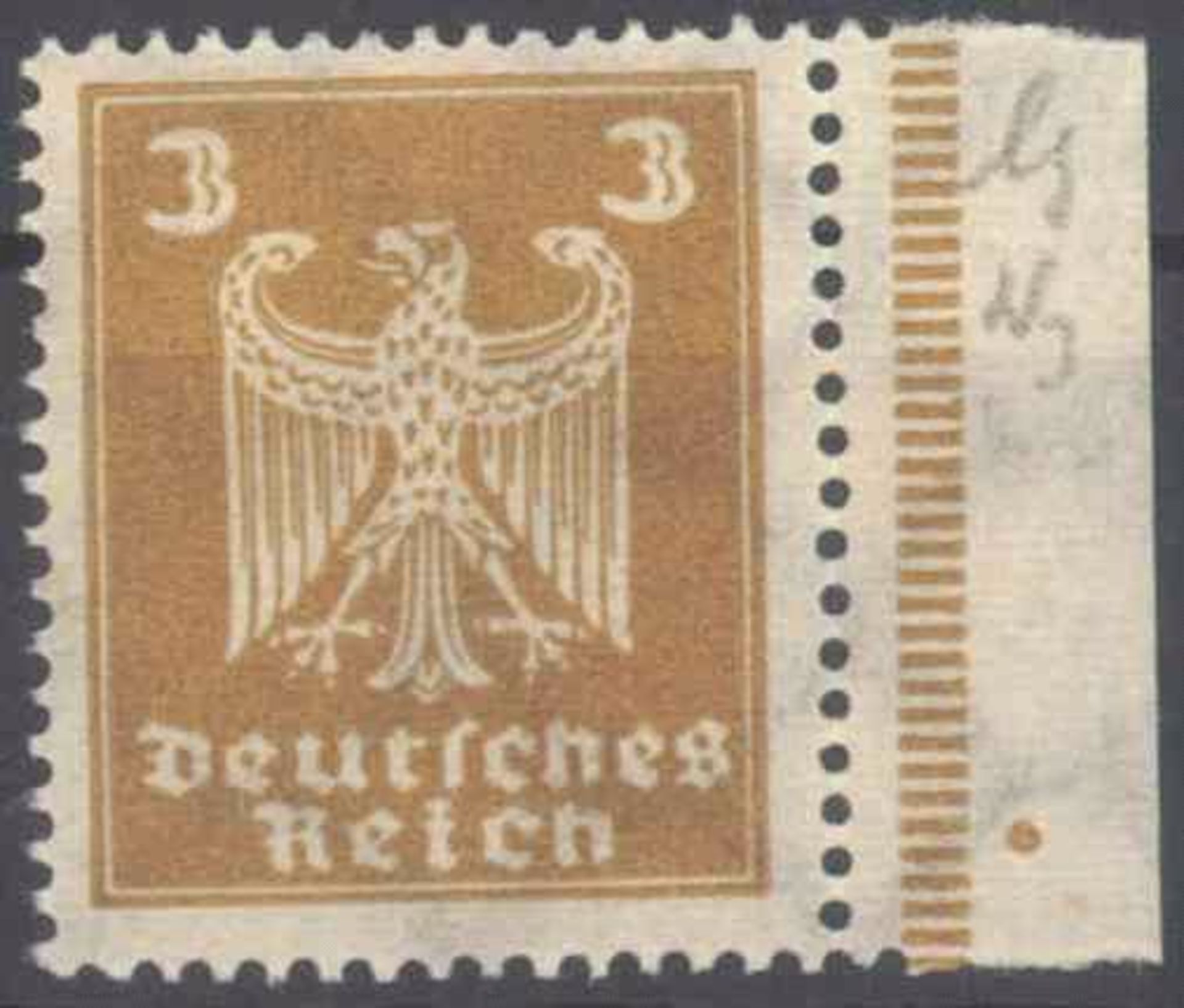 1924 Deutsches Reich,Reichsadler,3 Pfennig,Wasserzeichen YMichelnummer 355 Y a, ungebraucht Luxus,