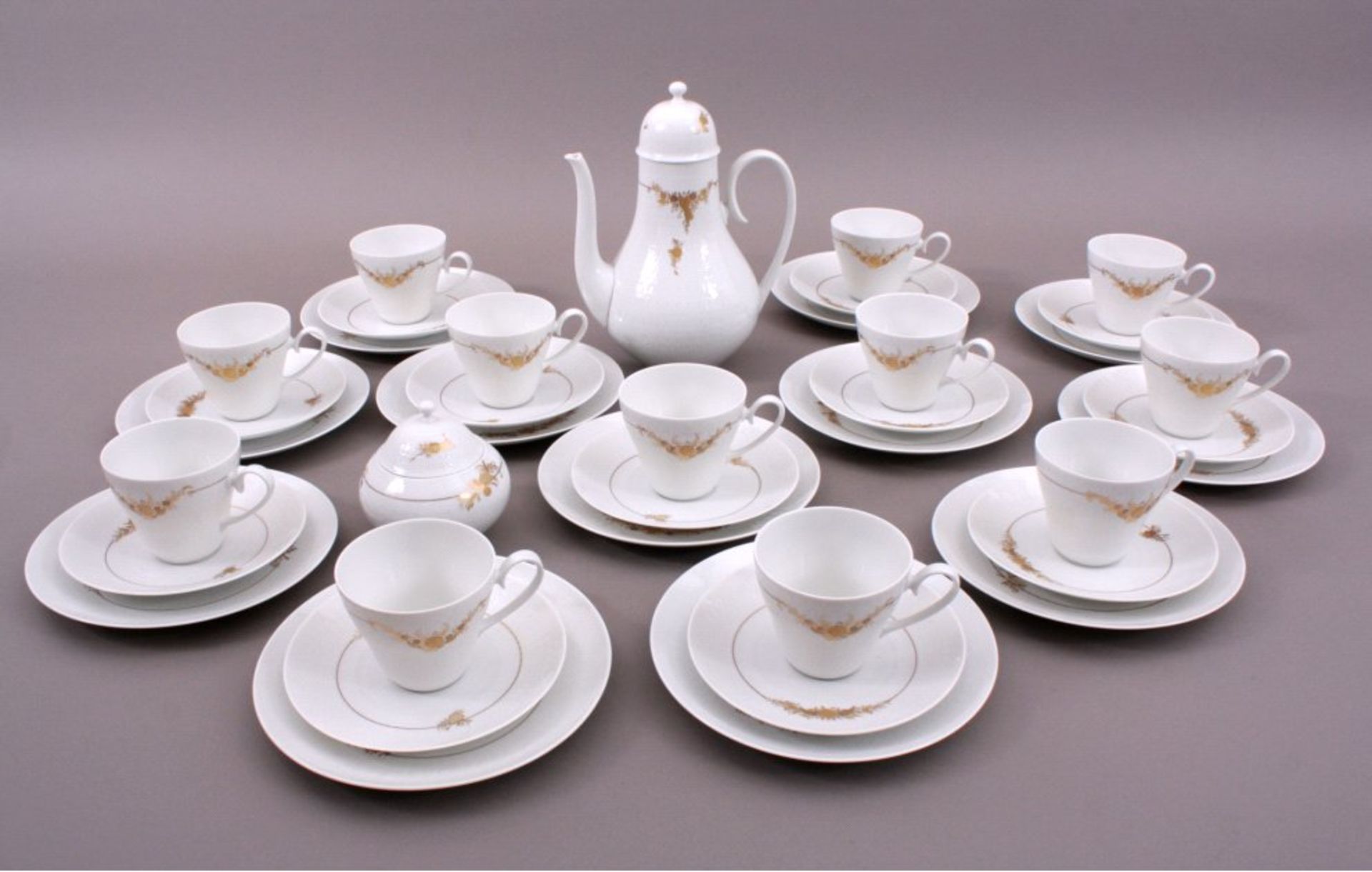 Rosenthal Kaffee-Service, Romanze in DurKaffeekanne, 12 Tassen, 12 Untertassen, 12 Dessertteller,