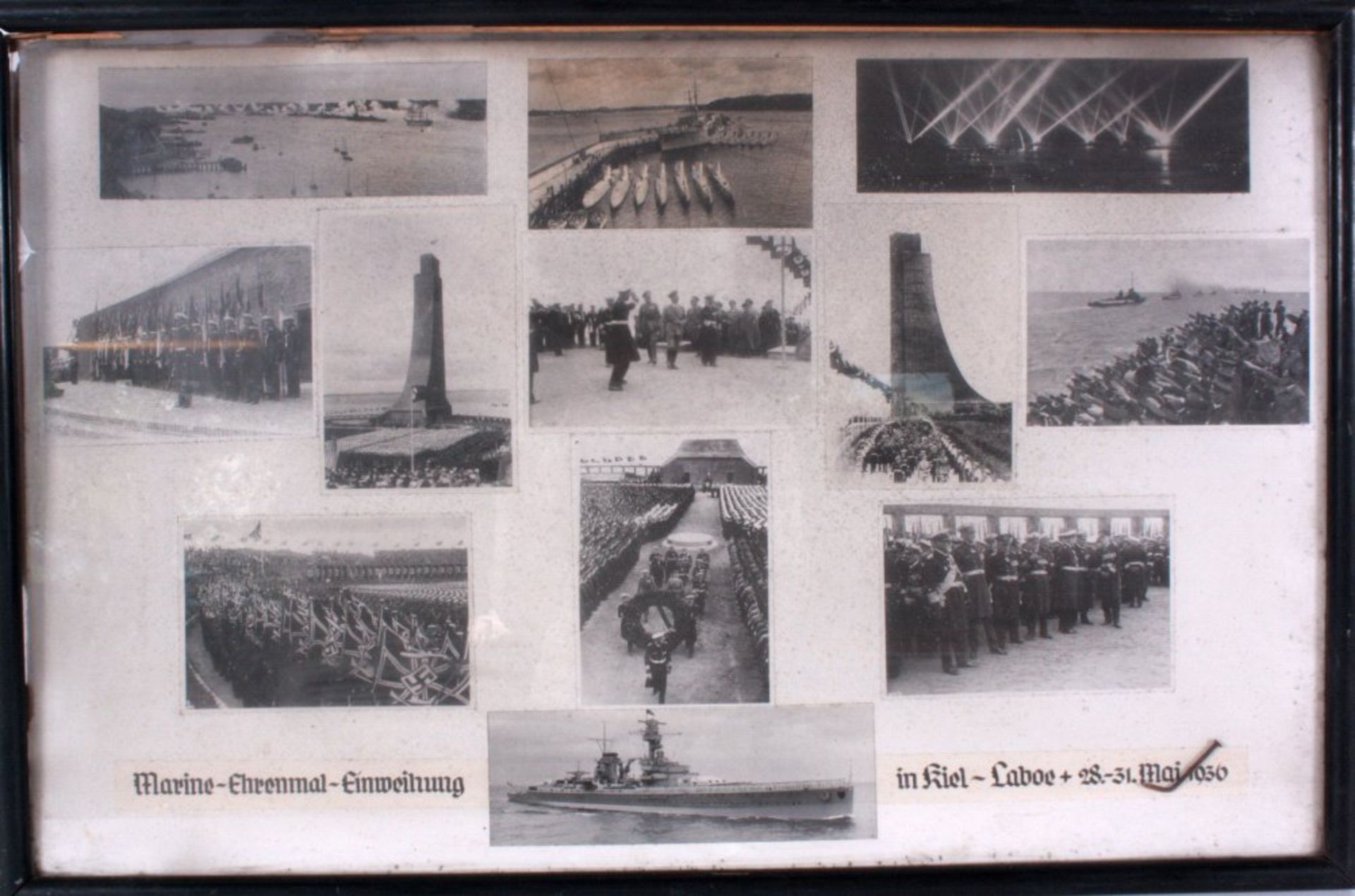 Marine Ehrenmal-Einweihung in Kiel im Mai 1936Fotos hinter Glas gerahmt, ca. 50x77 cm

Dieses Los