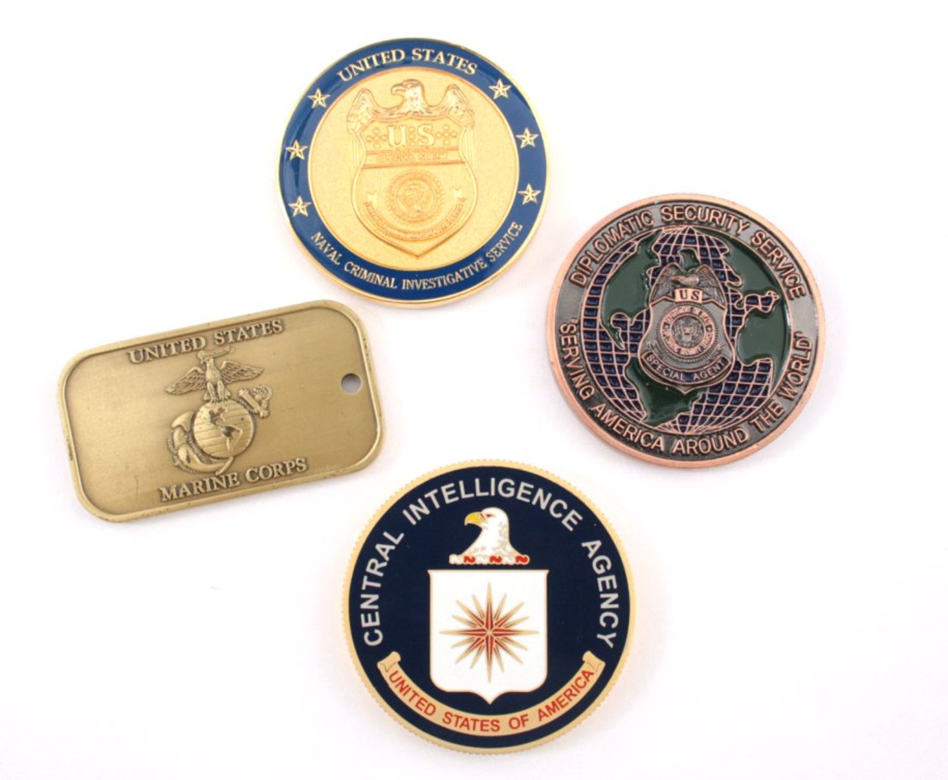 4 Amerikanische Bronzeplaketten des Geheimdienstes und derMarine, ca. D-4,7 cm.Mindestpreis: 15 EUR - Bild 2 aus 2