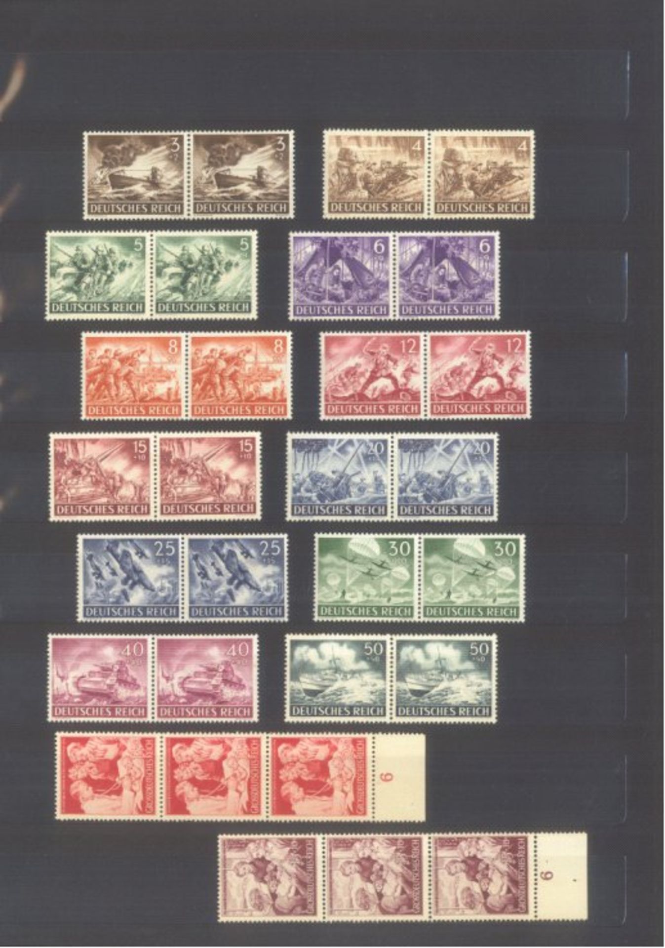 III. Reich 1935-1945, Katalogwert fast 3000,- Europostfrischer Bestand auf Steckseiten in guter - Bild 9 aus 11