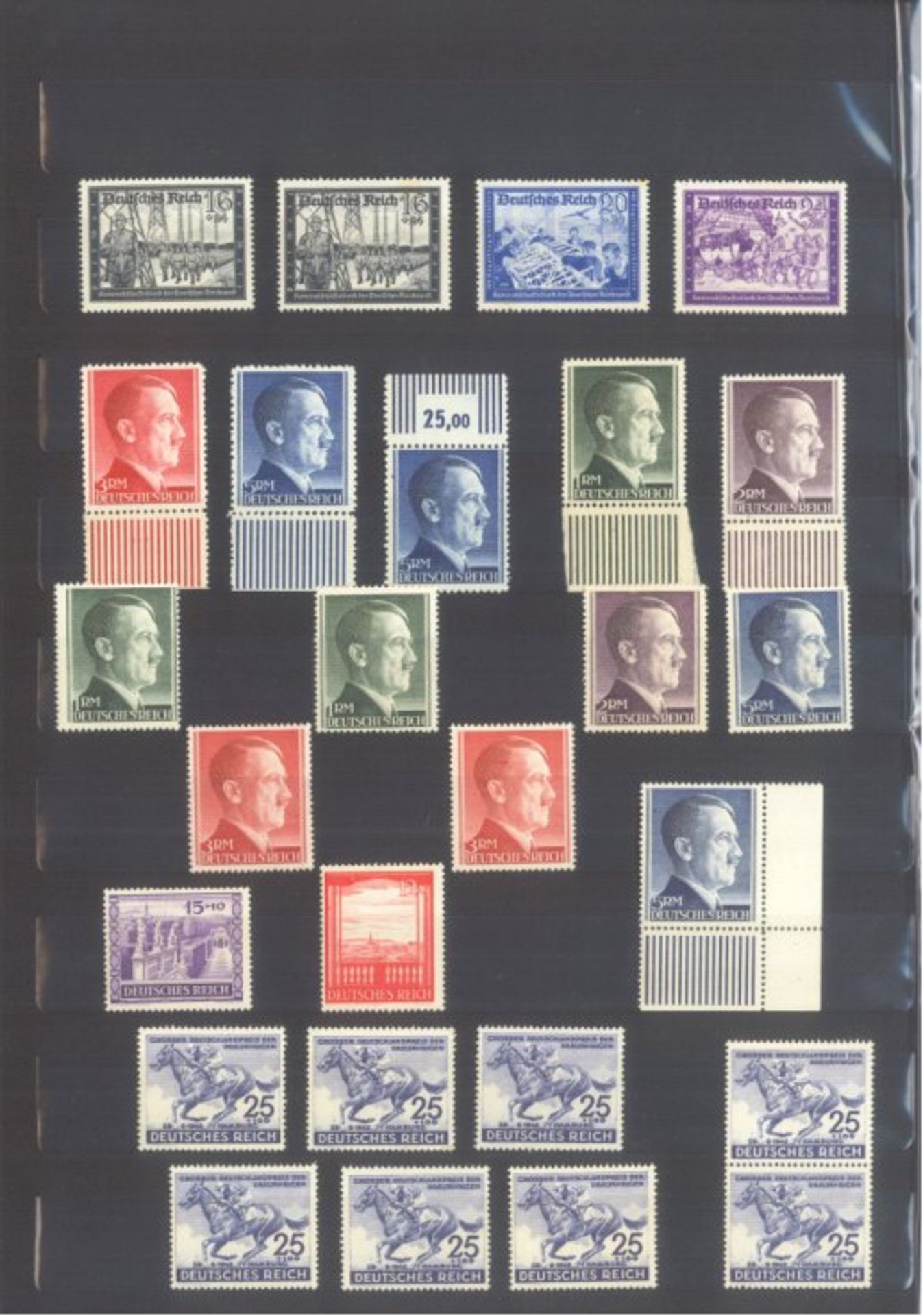 III. Reich 1935-1945, Katalogwert fast 3000,- Europostfrischer Bestand auf Steckseiten in guter - Bild 6 aus 11