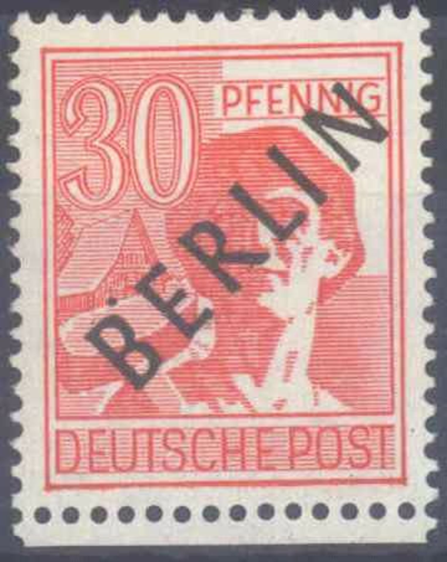 1948 Berlin, 30 Pfennig Schwarzaufdruck mit Aufdruckfehler"schwarzer Punkt oben am B von BERLIN",