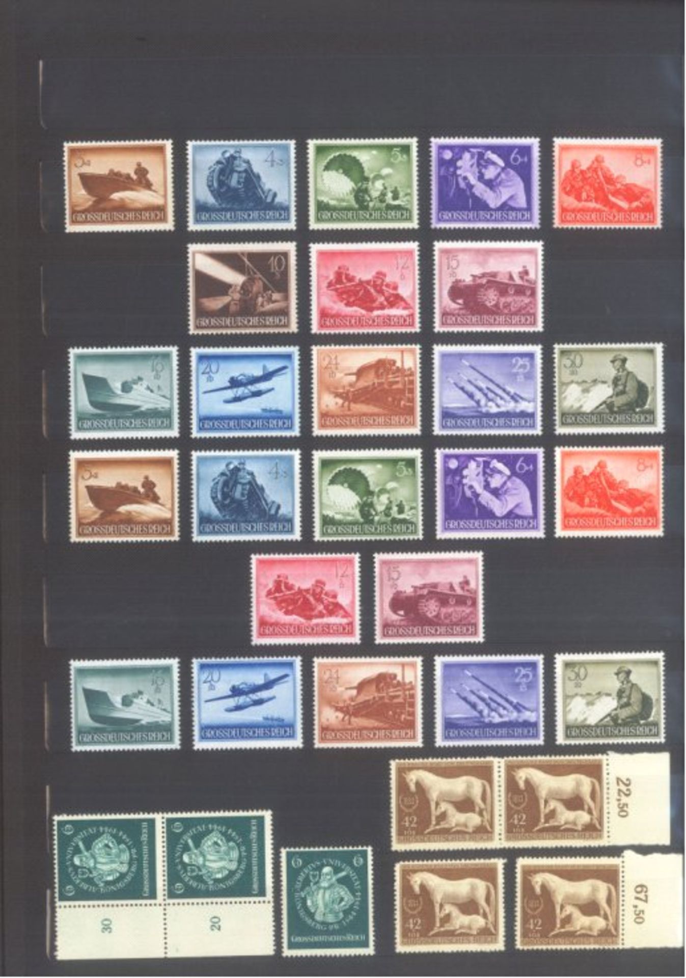 III. Reich 1935-1945, Katalogwert fast 3000,- Europostfrischer Bestand auf Steckseiten in guter - Bild 10 aus 11