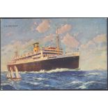 MOTIV Schiffe; S.S. URUGUAY, farbige Ansichtskarte 1938ungelaufene, farbige Ansichtskarte der