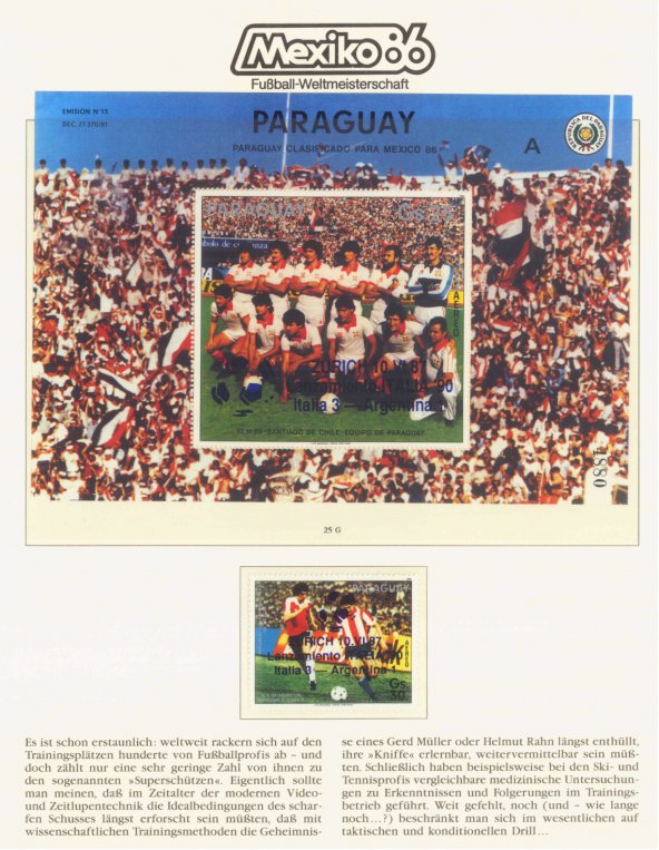 MOTIIV Fussball, Weltmeisterschaft 1986 in MEXICOpostfrische ABO-Sammlung von BOREK im