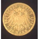 Braunschweig Wilhelm II. 20 Mark Gold 1914 Asehr schön bis vorzüglichMindestpreis: 200 EUR