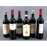 6 Flaschen Rotwein1x 1994er Brolio, Chianti Classico, Baron Ricasoli.1x 1984er California Cabernet