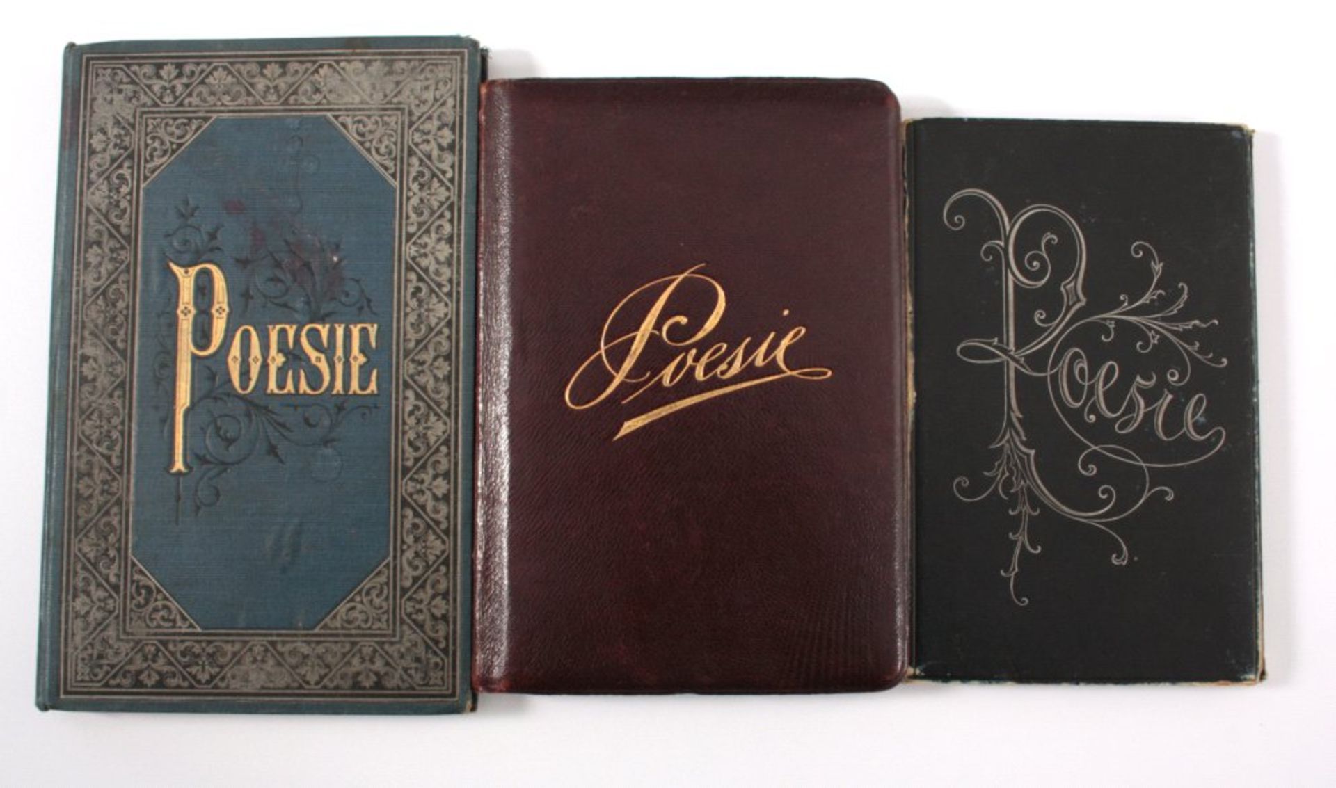 3 Poesiealben um 1900Mit handschriftlichen Eintragungen in Deutsch undFranzösisch ab 1882 bis