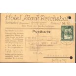 1941 Generalgouvernement, JUDAICUM, RZESZWOW / REICHSHOFPostkarte des Hotel "Stadt Reichshof" in