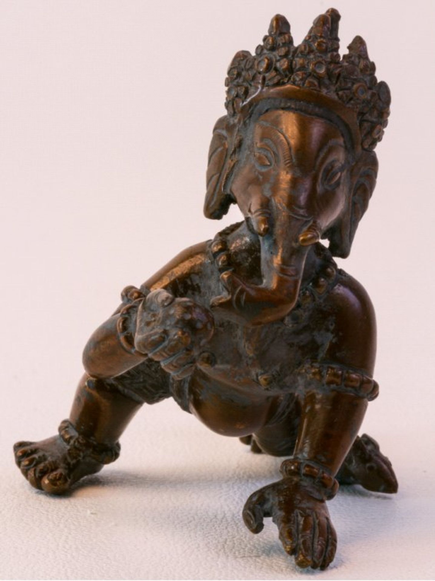 Bronzeskulptur Ganesha,symbolisiert Reichtum und Glück, ca. H-7,5, L-9 cm