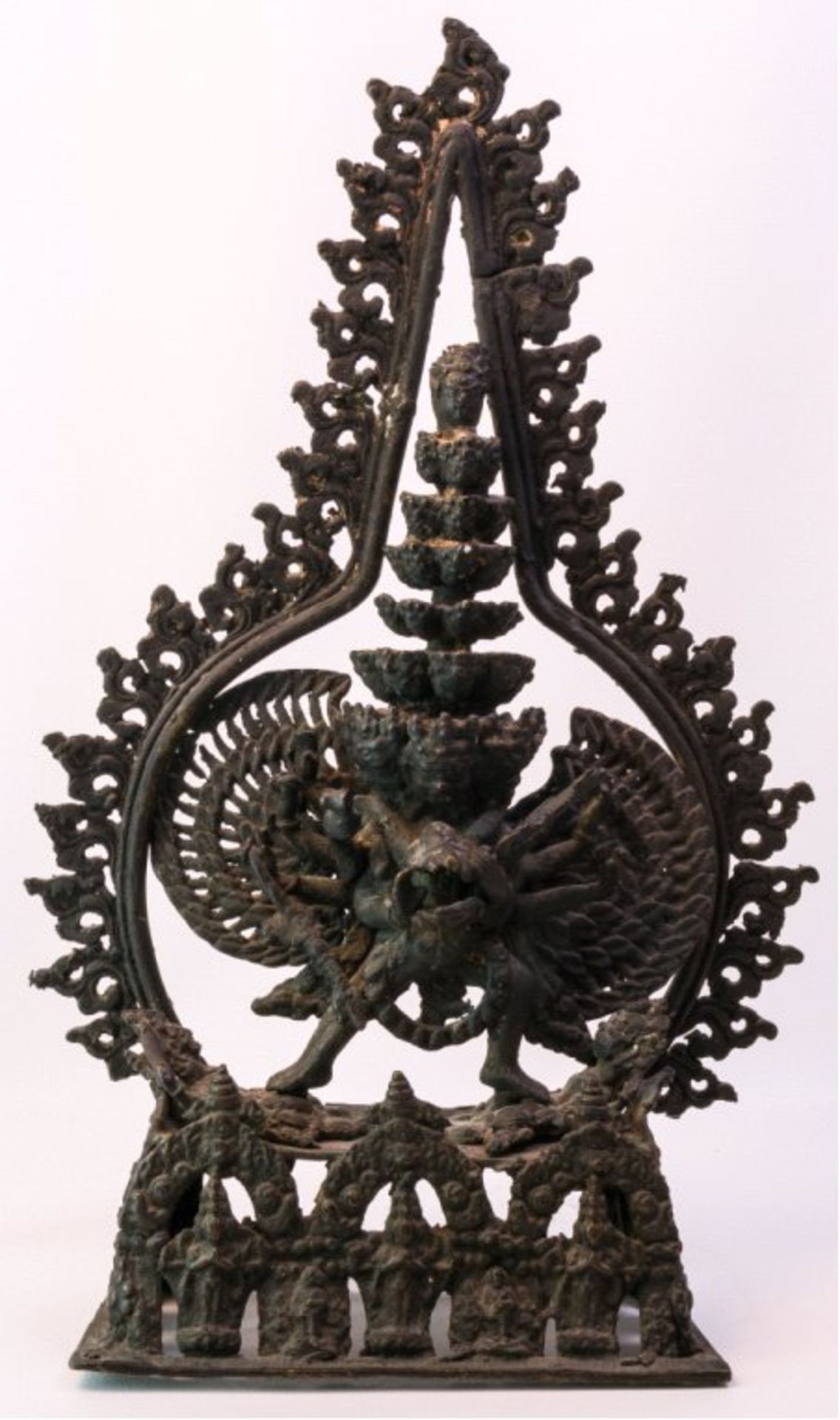 Bronzeskulptur Yamantaka (Der Furchterregende) Tibet 19. Jh.3-teilige Skulptur, schöne Patina, ca.