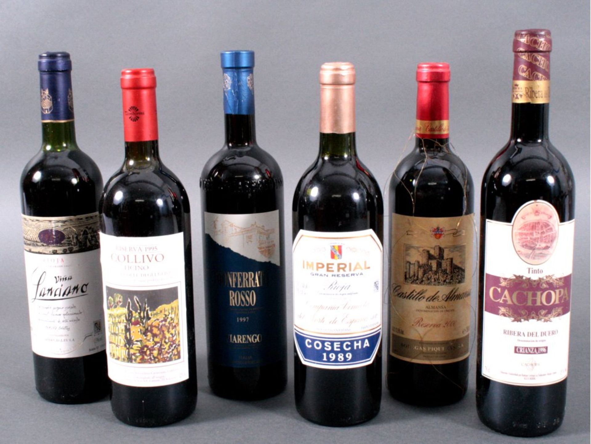 6 Flaschen Rotwein1x 1995 Vina Lawciano, Rioja.1x 1989 Imperial, Gran Reserva, Rioja.1x 1995 Collivo