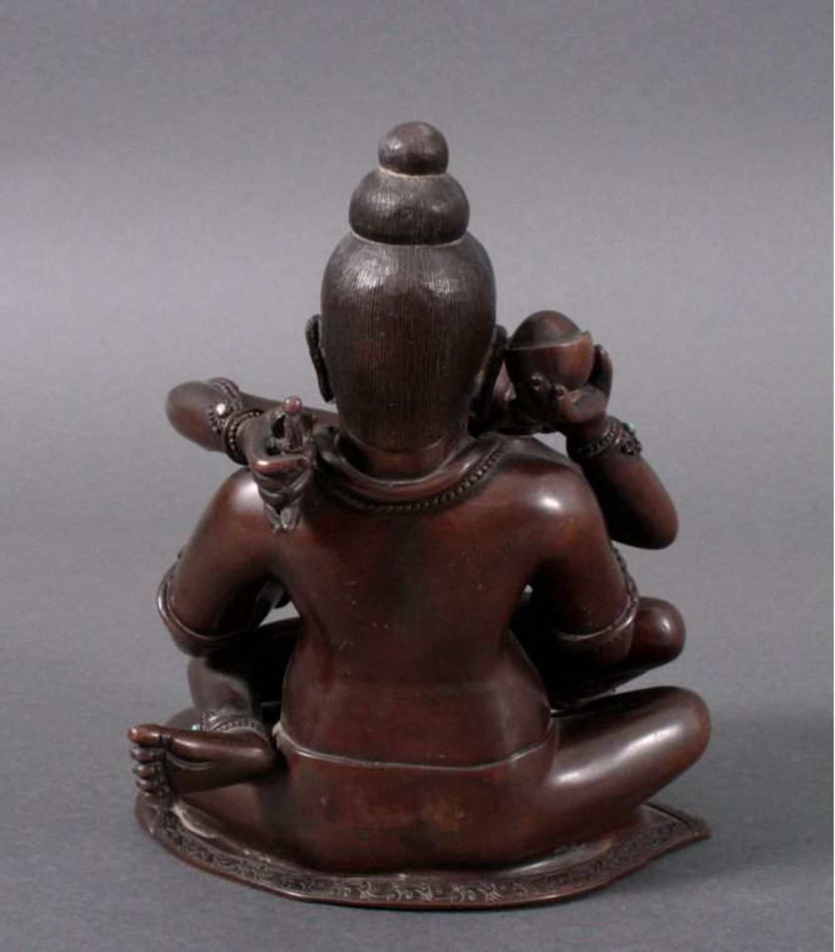 Bronzeskulptur, Indien2-teilige Skulptur, Vereinigung von Ying und Yang, dunklePatina, besetzt mit - Bild 3 aus 4