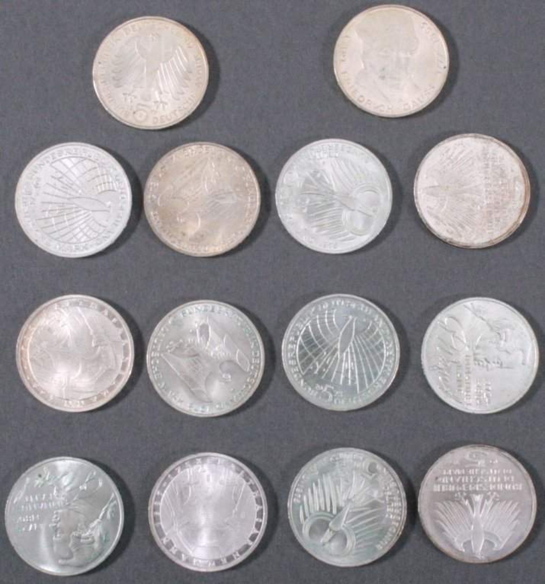 14 Silber 5 DM Gedenkmünzen2 Kant 19742 Kopernikus 19732 Gauss 19772 Neumann 19782 Archäologisches