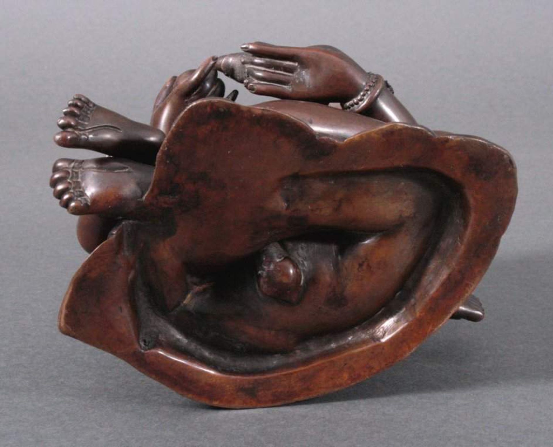 Bronzeskulptur, Indien2-teilige Skulptur, Vereinigung von Ying und Yang, dunklePatina, besetzt mit - Bild 4 aus 4