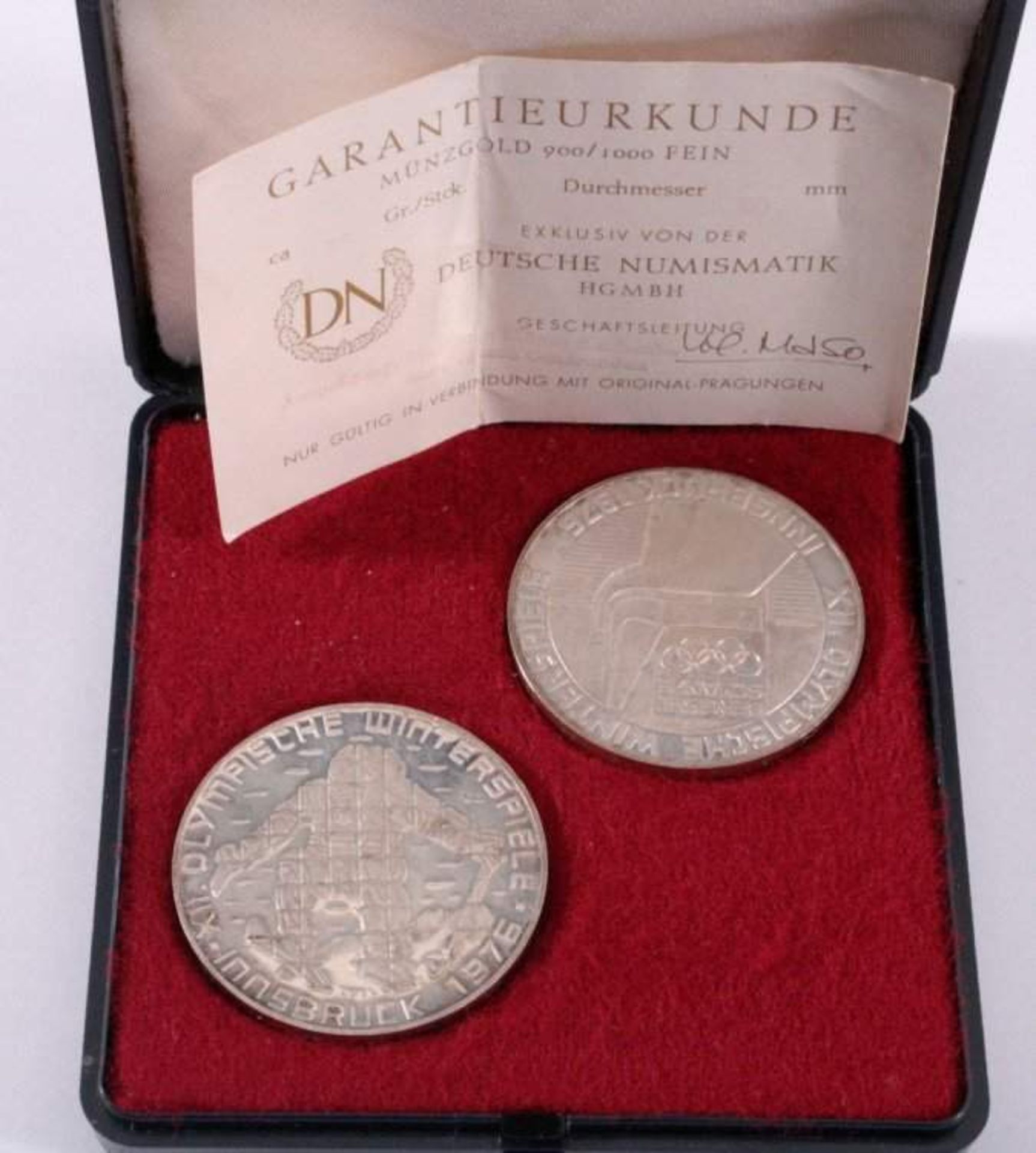 2 Münzen 100 Schilling  1976 OlympiadeSilberSkifahrer und Berg Iselje 24 Gramm 625er Silber. (15,