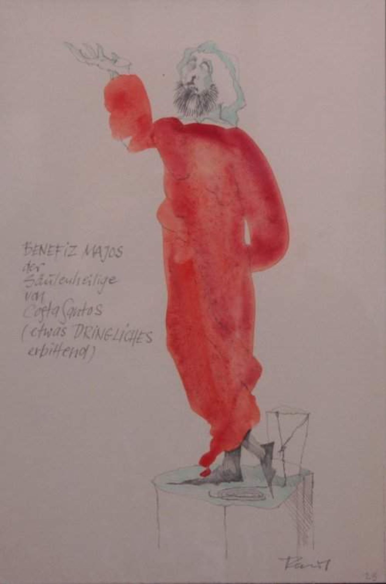 Paul Klahn (1924-2006)Zeichnung Aquarell, "BENEFIZ MAJOS der Säulenheilige vonCosta Santos (etwas
