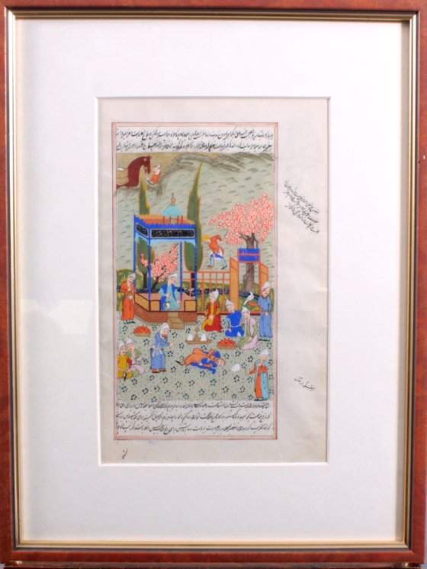 Miniaturmalerei aus Isfahan Anfang 20. Jh.Mit Auszug einer Geschichte wohl aus dem Schahname( - Bild 2 aus 2
