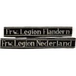 2 ÄRMELBÄNDER: "Frw. Legion Flandern" u. "Frw. Legion Nederland", Schriftzug a. slb. Metallfäden,