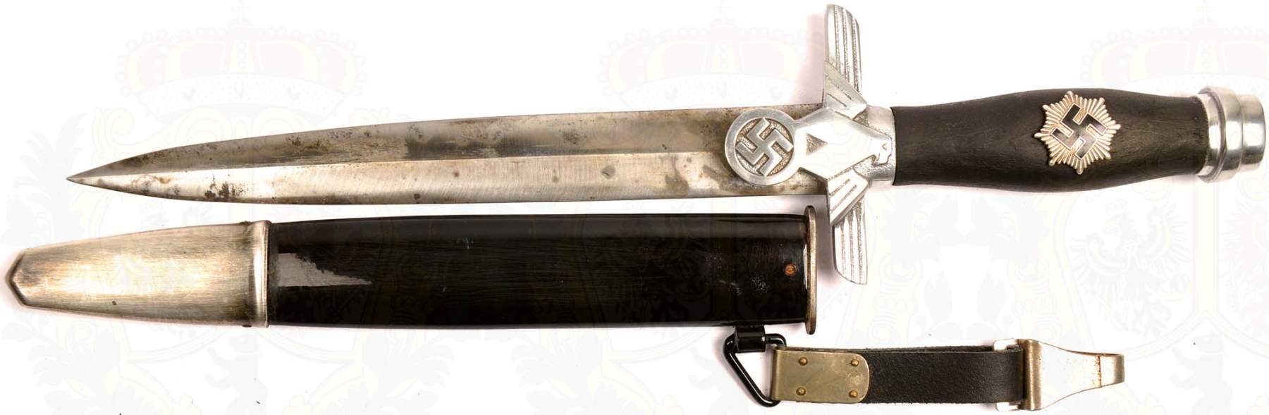 UNTERFÜHRER-MESSER M 1934, 1. Form, abweichende Ausführung in Leichtmetall, blanke Klinge m.