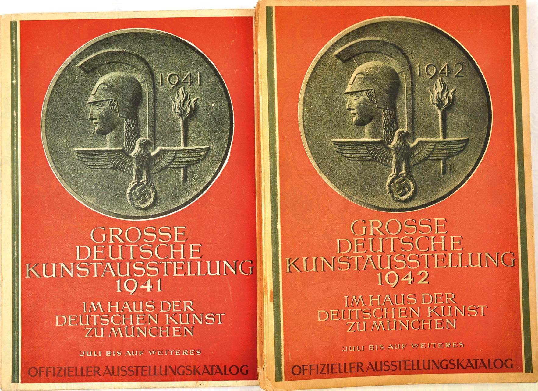 2 KATALOGE "GROSSE DEUTSCHE KUNSTAUSSTELLUNG", 1941 u. 1942, 100 bzw. 92 S. mit jew. 68