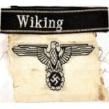 ÄRMELBAND 5. SS-PANZER DIVISION "WIKING", schwarzes Tuch, Schrift slb.graue Masch.-Stickerei, 7-