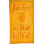 PROPAGANDA-SCHILD, "München - die Stadt der Kunst", antike Portrait-Silhouette m. Lorbeer-Kranz,