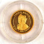 SONDERMÜNZE "CAROLUS MAGNUS", "Karl I. der Große", 1996, Nennwert 50 Euro, 585 Gold, Ø 13,5 mm,