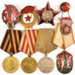 AUSZEICHNUNGSGRUPPE EINES VETERANEN DER ROTEN ARMEE: Orden des Roten Sterns; Medaille für