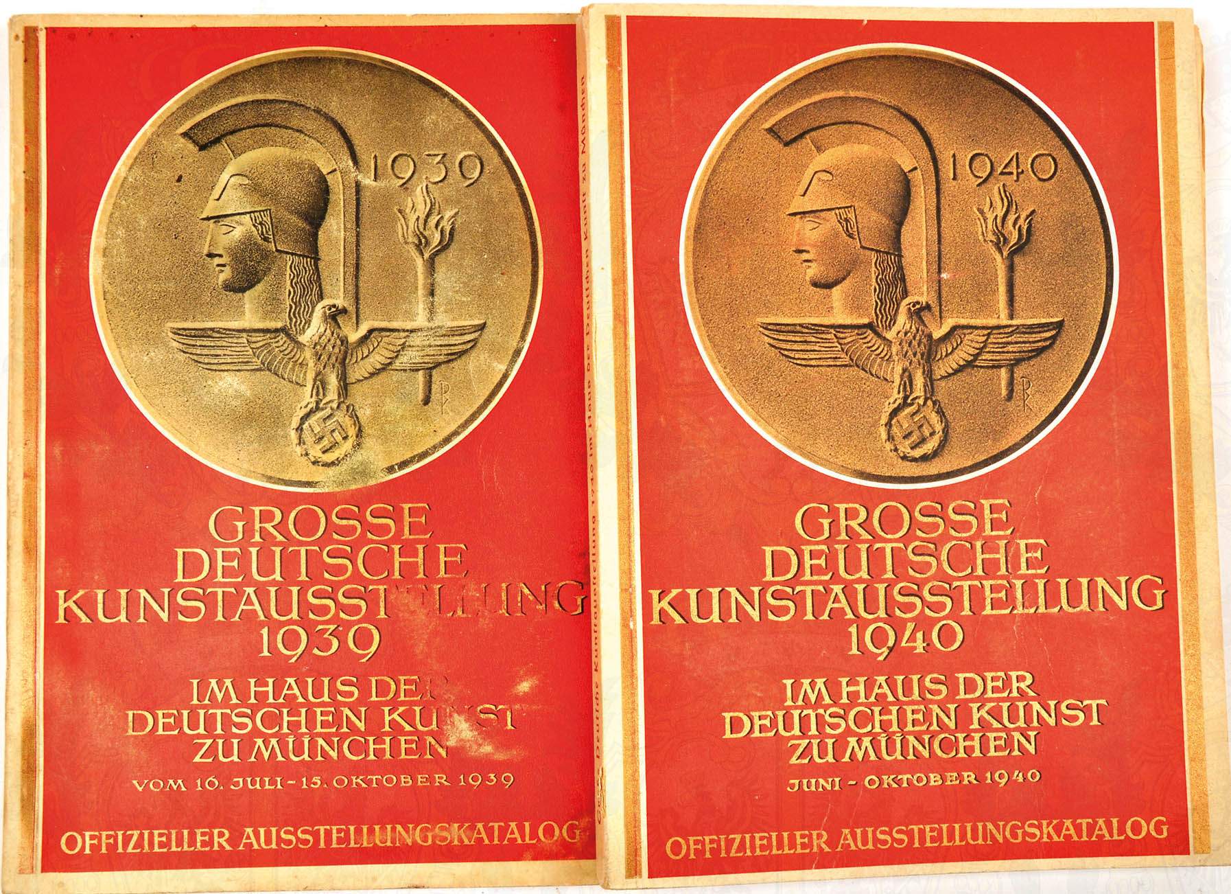 2 KATALOGE "GROSSE DEUTSCHE KUNSTAUSSTELLUNG", 1939 u. 1940, 95 bzw. 111 S. mit 80 bzw. 68