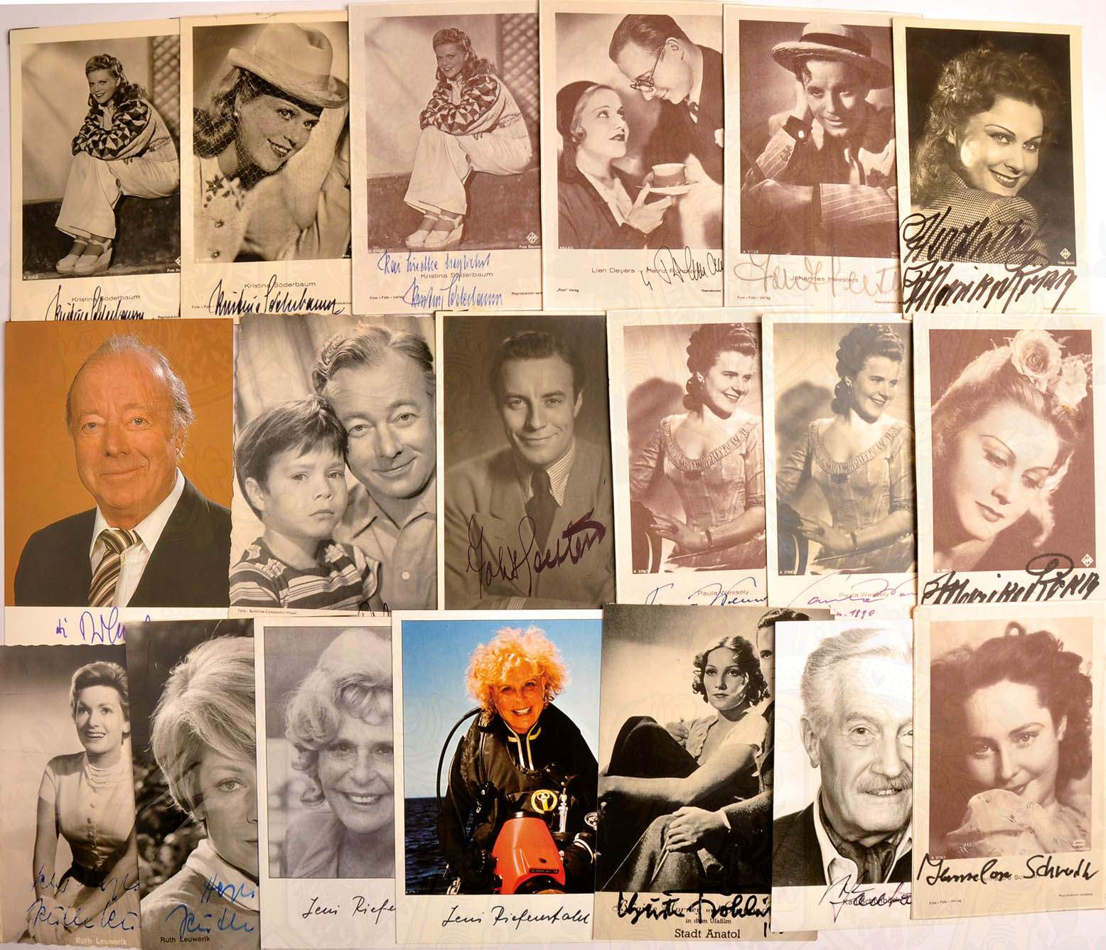 SAMMLUNG 52 FILMSTAR-AUTOGRAPHEN, davon 27 St. Marlene Dietrich, auf Fotos, Repro-AK, Druck- u. - Image 2 of 3